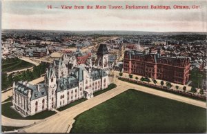 Canada View From Main Tower Parliament Buildings Ottawa Ontario Postcard C072