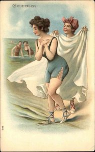 Bathing Beauty Woman Gets Tower GOLDFISCH Series 526 c1910 Postcard