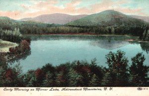 Vintage Postcard 1909 Early Morning On Mirror Lake Adirondack Mountains New York