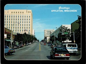 2~4X6 Postcards  Appleton, WI Wisconsin  COLLEGE AVE STREET SCENE & AERIAL VIEW