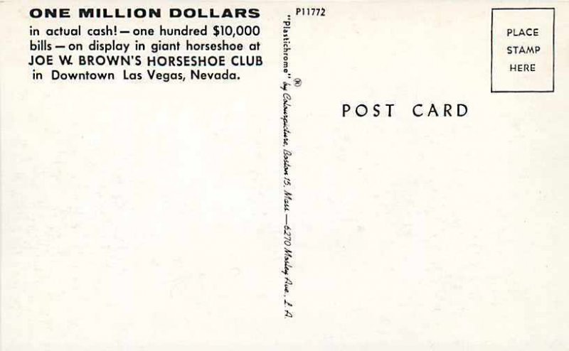 2 Postcards, Las Vegas, Nevada, Million Dollars Display, Horseshoe Club