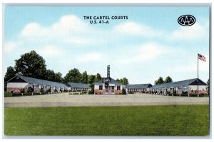 Nashville Tennessee TN Postcard The Cartel Courts Exterior Roadside c1940's Flag