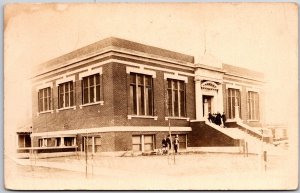 People Building Entrance Historical Landmark Real Photo RPPC Postcard