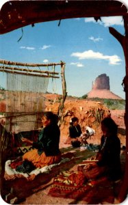 Monument Valley, Navajo women, Mitten rock formation, Arizona-Utah Postcard