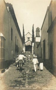 Cuernavaca mexican types street donkey rare real photo postcard Mexico 