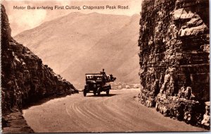 South Africa Motor Bus Entering First Cutting Chapmans Peak Road Postcard C012