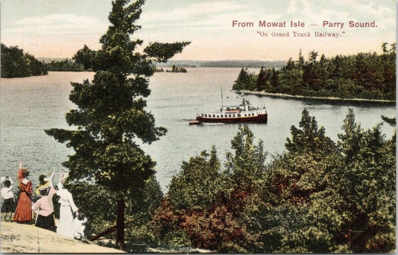 Parry Sound ON from Mowat Isle On Grand Trunk Railway Ontario Postcard E79