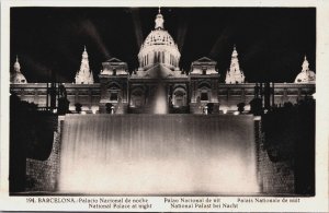 Spain Barcelona National Palace at Night Postcard C327