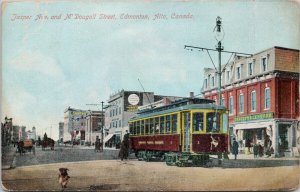 Edmonton Alberta Jasper Avenue & McDougall Street Streetcar Stedman Postcard H2