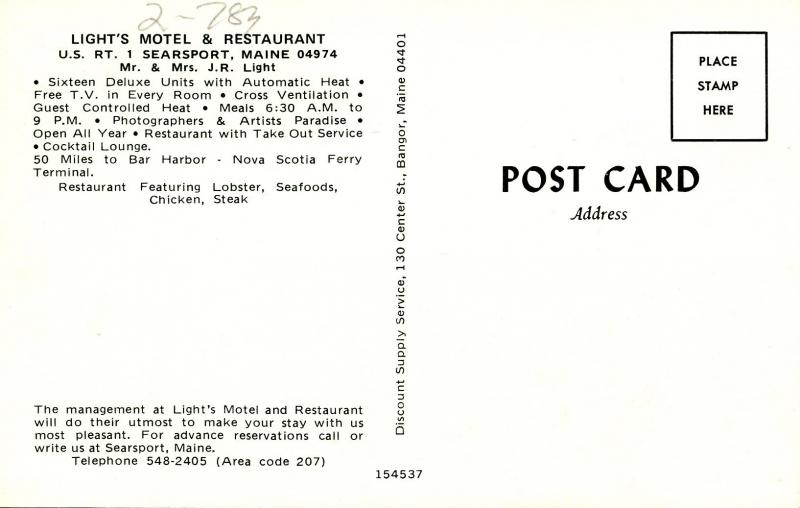 ME - Searsport. Light's  Motel & Restaurant