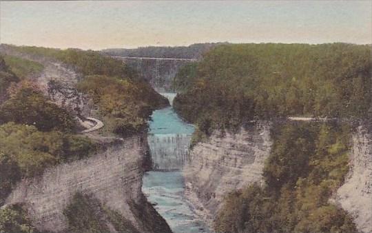 Middle Falls From Inspiration Point Letchworth State Park New York Handcolore...