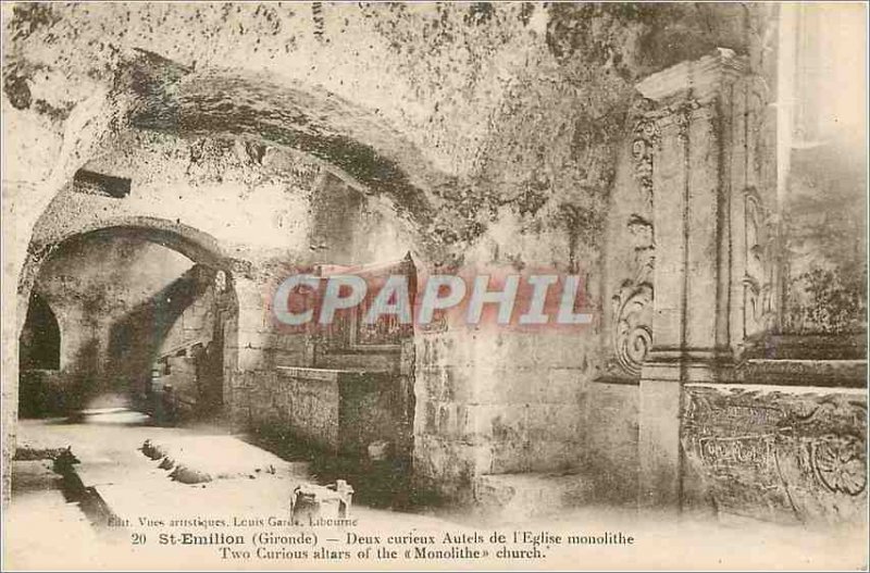 Postcard Old St Emilion (Gironde) Two Curious altars of the Church Monolith