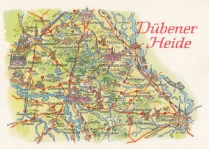 Dubener Heide Duban Heath Leipzig Bay German Germany Transport Map Postcard