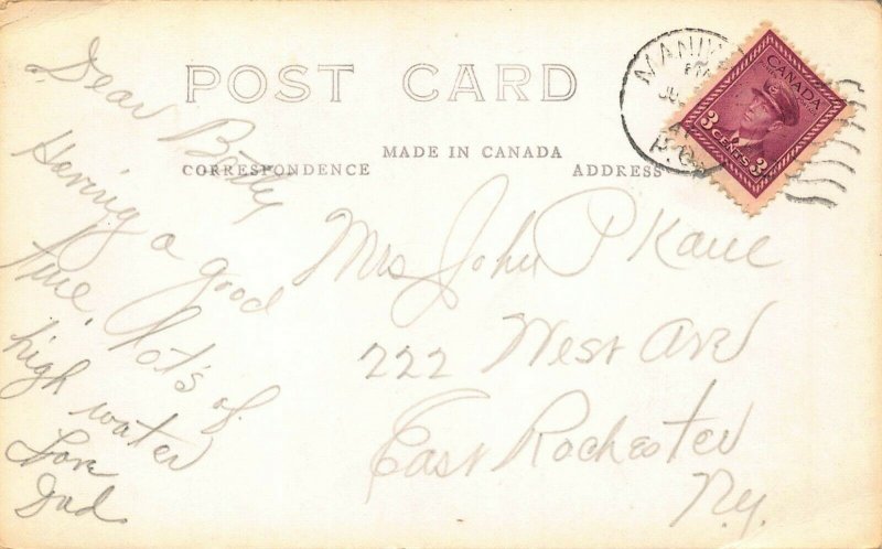 LAC DES LOUPS QUEBEC CANADA~O'CONNELL LODGE-CABIN STONE FPL~1947 PSTMK POSTCARD