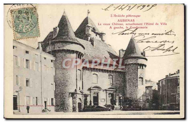 Old Postcard Aubenas Old Castle Town Hall Police