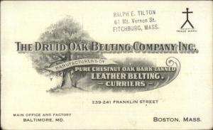 Druid Oak Belting Co 1906 Price List Franklin St. Boston & Baltimore Adv Card