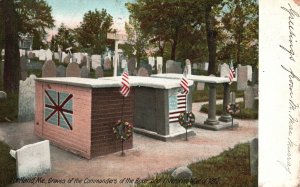 Vintage Postcard 1906 Graves Commanders of Boxers & Enterprise War Portland ME
