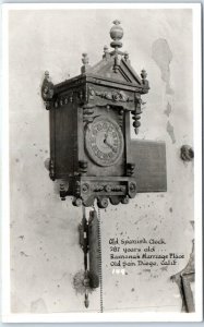 Postcard - Old Spanish Clock, Ramona's Marriage Place, Old San Diego, California