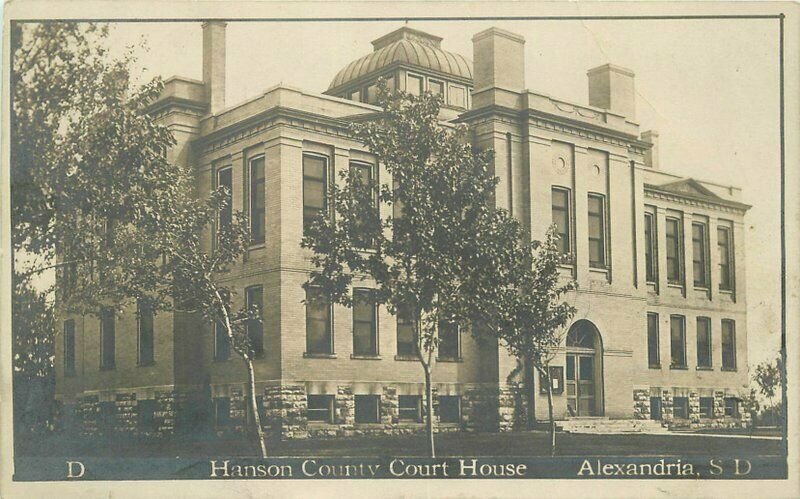 Alexandria South Dakota Hanson County Court House 1910 Postcard RPPC 11742