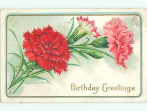 Pre-Linen BEAUTIFUL PINK AND RED CARNATION FLOWERS FOR BIRTHDAY k4713