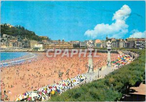 Postcard Old San Sebastian Beach and Promenade de la Concha