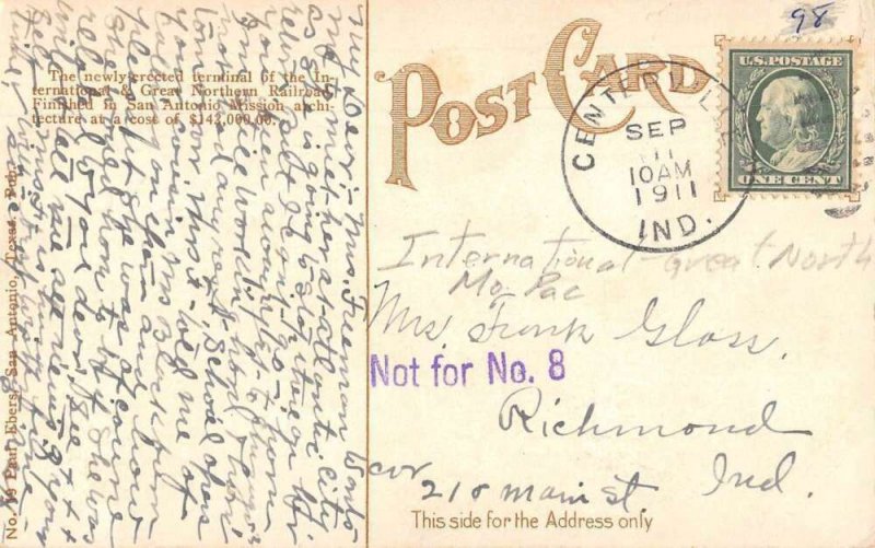 San Antonio Texas Train Station Vintage Postcard AA19902