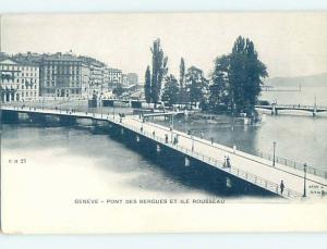 Pre-1907 BRIDGE ALONG WATER Geneve - Geneva Switzerland hJ6601