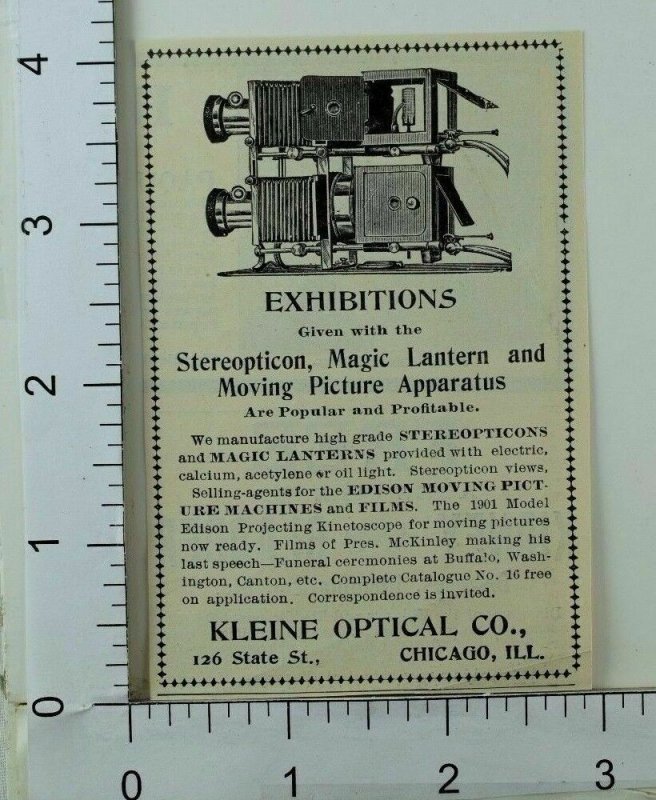Vintage Victorian Print Ad Kleine Optical Co Moving Picture Apparatus F61