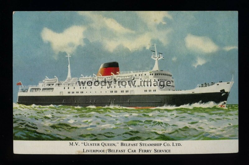 f2103 - Belfast SS Co Ferry - Ulster Queen - postcard art