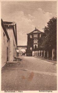 Vintage Postcard 1920's View Ballenstedt i. Harz Schloss Eingang Castle Germany