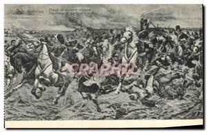 Postcard Old Waterloo British Army Cavalry Charge