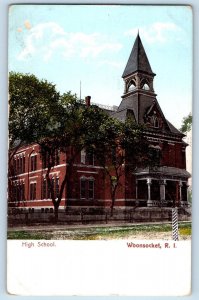 c1905's High School Building Tower Campus View Woonsocket Rhode Island Postcard