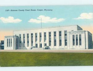 Unused Linen COURTHOUSE SCENE Casper Wyoming WY d2625