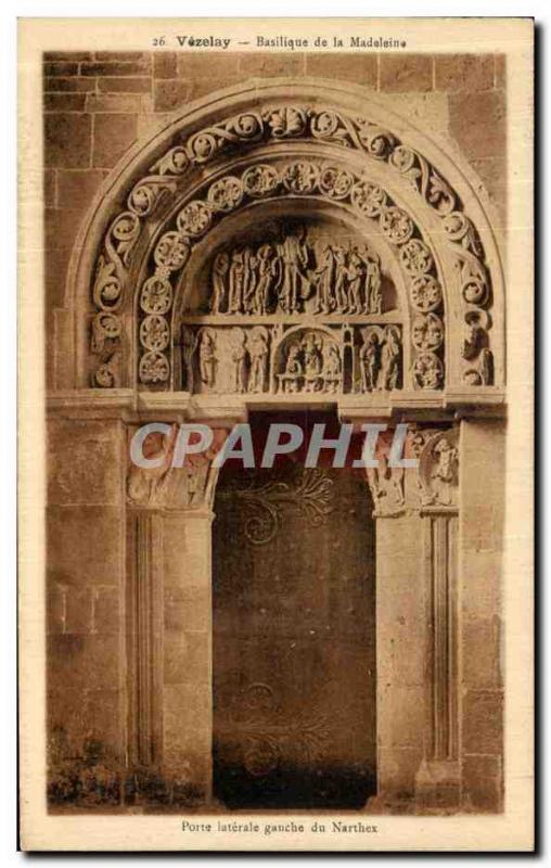 Old Postcard Vezelay Basilica De La Madeleine Portal Narthex Eardrum