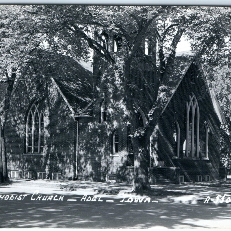 c1950s Adel, IA RPPC Methodist Church Building Real Photo Postcard Vtg A107