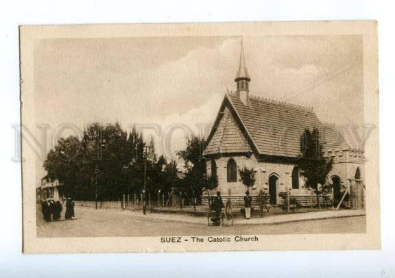 173816 EGYPT SUEZ Catolic Church Vintage postcard