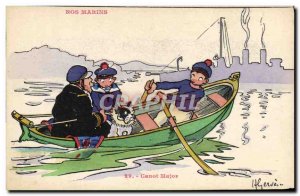 Old Postcard Gervese Illustrator Our Sailors Dinghy Major