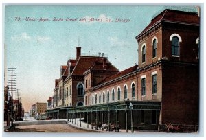 1909 Union Depot South Canal And Adams Streets View Chicago Illinois IL Postcard 