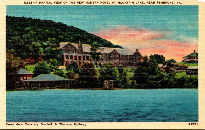 Virginia Mountain Lake Partial View Of New Modern Hotel