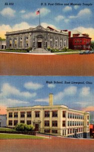 Ohio Liverpool High School Post Office and Masonic Temple Curteich