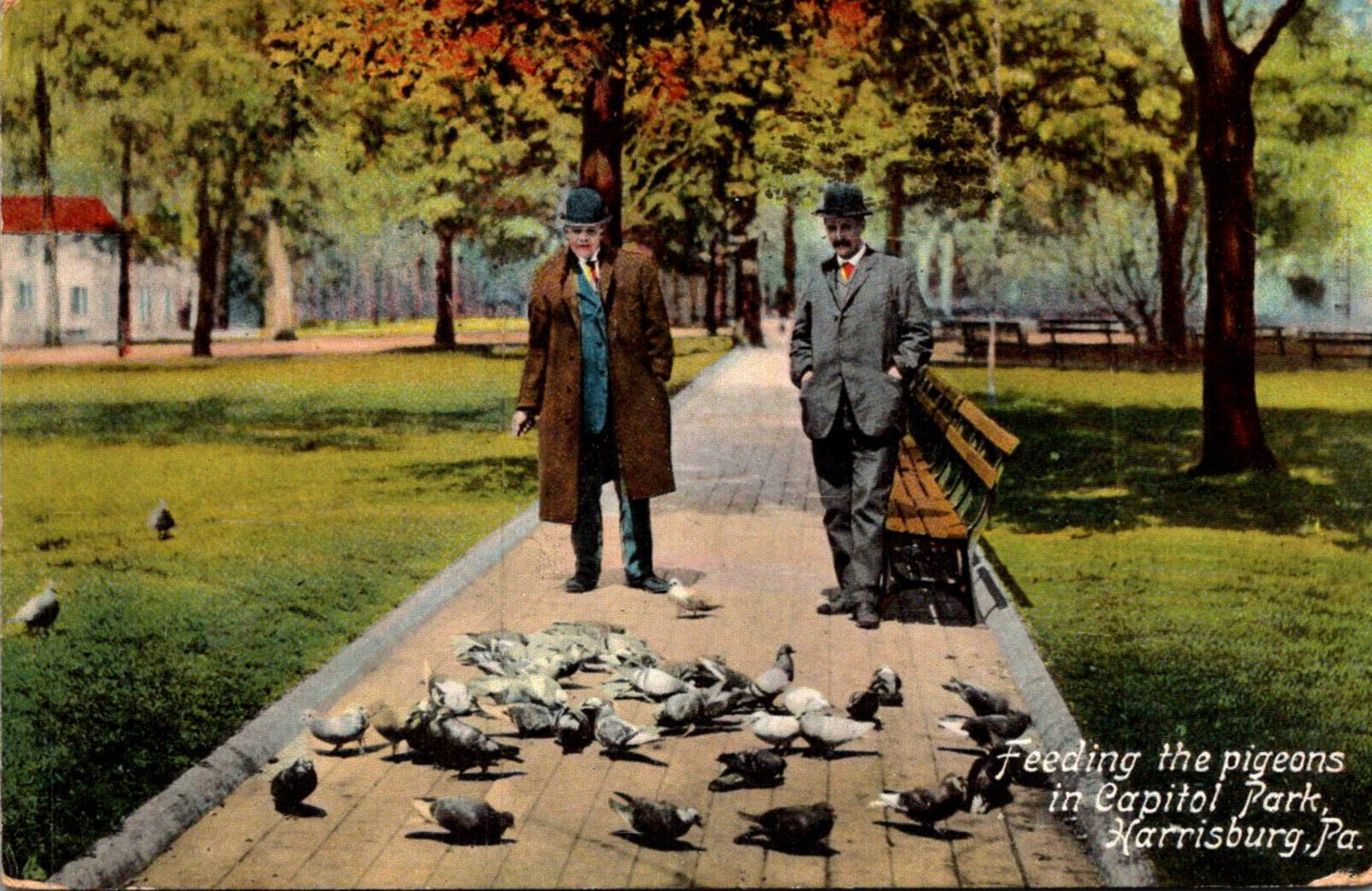 Pennsylvania Harrisburg Feeding The Pigeons In Capitol Park 1909