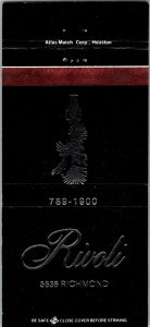 Vintage Matchbook Cover Rivoli Restaurant Houston, Texas MB176