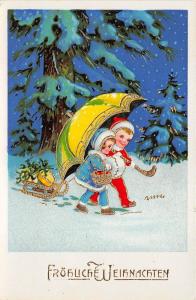 BG14739 mistletoe  boy and girl  children weihnachten christmas germany