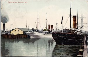 Victoria BC Outer Wharf Ships 'Duke of Fife' Steamer c1907 Postcard G61
