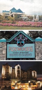 3~4X6 Postcards Mashantucket, CT Connecticut FOXWOODS RESORT~CASINO Sign & Night