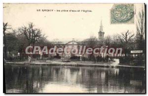 Old Postcard Le Raincy The play of water and the Church