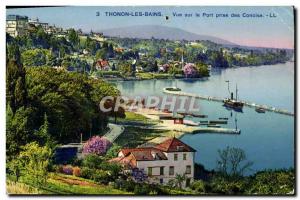 Old Postcard Thonon Les Bains Overlooking the Port Of Taking Concise