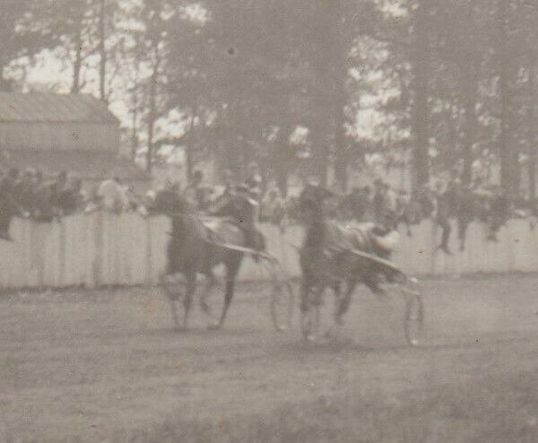 Aitkin MINNESOTA RPPC 1917 HARNESS RACE Sulky Horse Racing COUNTY FAIR Crowd MN