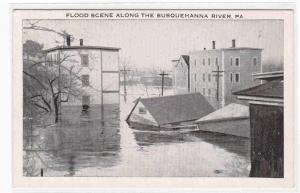 Flooded Town Scene Susquehanna River PA 1910s postcard