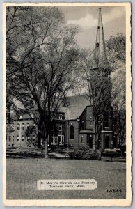 Turners Falls Massachusetts 1941 Postcard St. Mary's Church And Rectory